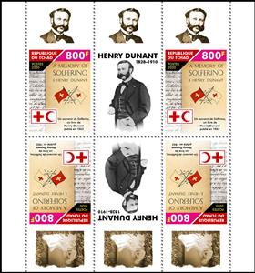 Se-tenant, 110th Anniversary of the Death of Henry Dunant, Chad,  , Businessman, Famous People, Nobel Laureates, Red Cross and Red Crescent