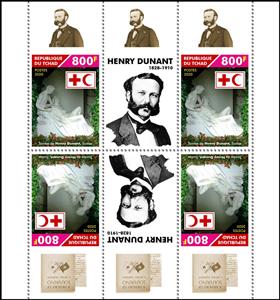 Se-tenant, 110th Anniversary of the Death of Henry Dunant, Chad,  , Businessman, Famous People, Nobel Laureates, Red Cross and Red Crescent