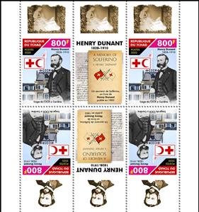 Se-tenant, 110th Anniversary of the Death of Henry Dunant, Chad,  , Businessman, Famous People, Nobel Laureates, Red Cross and Red Crescent