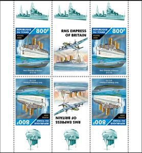 Se-tenant, 80th Anniversary of the Sinking of RMS Empress of Britain, Chad,  , Aircraft, Anniversaries and Jubilees, Passenger-ships, Ships
