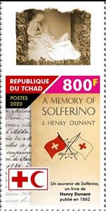 Stamp, A Memory of Solferino by Henri Dunant (1828-1910), Chad,  , Books, Famous People, Nobel Laureates, Red Cross and Red Crescent