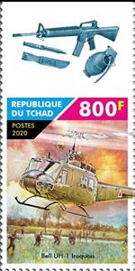 Stamp, Bell UH-1 Iroquois, Chad,  , Helicopters, Military Forces, Weapons