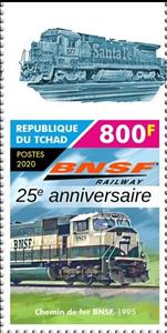 Stamp, BNSF Railway, Chad,  , Anniversaries and Jubilees, Railways