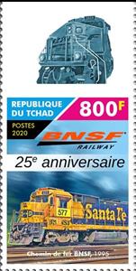 Stamp, BNSF Railway, Chad,  , Anniversaries and Jubilees, Railways