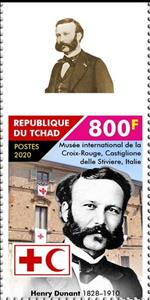 Stamp, Henri Dunant (1828-1910), Chad,  , Famous People, Nobel Laureates, Red Cross and Red Crescent