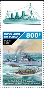Stamp, HMS Echo (H23), Chad,  , Passenger-ships, Ships