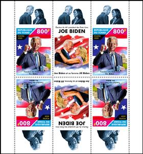 Se-tenant, Joe Biden - The 46th President of the U.S.A., Chad,  , Famous People, Heads of State, Politicians