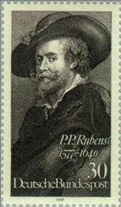 Stamp, Peter Paul Rubens (1577-1640), flemish painter, self portrai, Germany, Federal Republic,  , Famous People, Commemoration, Paintings, Painters