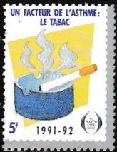 Stamp, Asthma Factor Tobacco, Cinderellas,  , Charity, Healthcare, Tobacco Smoking