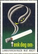 Stamp, Cigarette with smoke forming a snake, Cinderellas,  , Tobacco Smoking