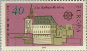 Stamp, C.E.P.T.- Monuments - Old Town Hall Bamberg, Germany, Federal Republic,  , Monuments, C.E.P.T., Europe, City Halls, UNESCO World Heritage Sites
