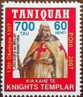 Stamp, Jacques de Molay (c.1240-1314), Cinderellas,  , Anniversaries and Jubilees, Knights, Swords