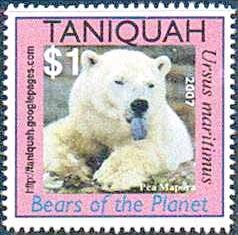 Stamp, Polar bear (Ursus maritimus), Cinderellas,  , Animals (Fauna), Bears, Mammals, Polar Bears