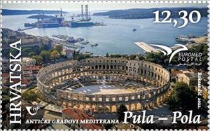 Stamp, Amphitheater of Pula, Croatia,  , Archaeology, Architecture, Euromed, Theatre