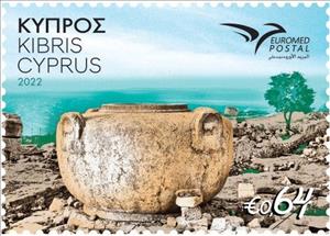 Stamp, Euromed 2022 : Vase from Amathunta, Cyprus,  , Archaeology, Euromed, Glass and Earthenware