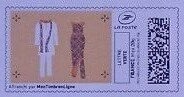 Stamp, Bride and Groom matching beige outfits, France,  , Clothing, Fashion, Suits and Costumes, Weddings