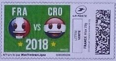 Stamp, Fra Vs Cro 2018, France,  , Cartoons, Flags, Football (Soccer)
