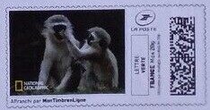 Stamp, Monkeys, France,  , Animals (Fauna), Mammals, Monkeys