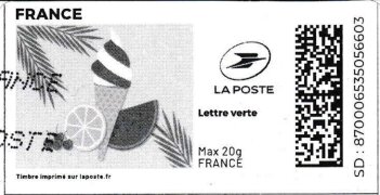Stamp, Summer. Ice Cream. Redesign in black, France,  , Food, Summer