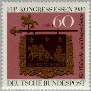 Stamp, Postoffice shield, Altheim/Saar (1754), Germany, Federal Republic,  , Special Occasions, Postal Services, Philately, Stamp Day, Signs