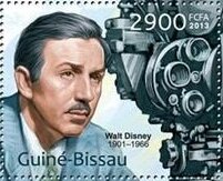 Stamp, 90th Anniversary of the Walt Disney Company, Guinea-Bissau,  , Anniversaries and Jubilees, Cameras, Disney, Famous People, film