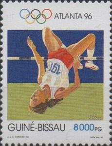 Stamp, High Jump, Guinea-Bissau,  , High Jump, Olympic Games, Sports