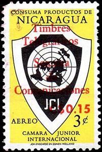 Stamp, Chamber Coat of Arms, Nicaragua,  , Chamber of Commerce, Coats of Arms, Communication, Maps, Organizations, Seals (Emblems), Telegraphy