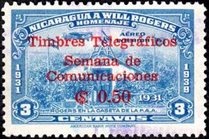 Stamp, Leaving airport office, Nicaragua,  , Actors, Aircraft, Airports, Aviation, Communication, Famous People, Flags, Telegraphy