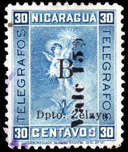 Stamp, Allegory of telegraphy (surcharged), Nicaragua, Zelaya,  , Symbols, Telegraphy