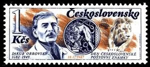 Stamp, Jacob Obrovsky (1882-1949), stamp designer, Czechoslovakia,  , Stamps, Лев, Engravers, Graphic Artists, Animals (Fauna)