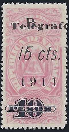 Stamp, Revenue stamp (Surcharged for Telegraphs), Nicaragua, Zelaya,  , Coats of Arms, Telegraphy