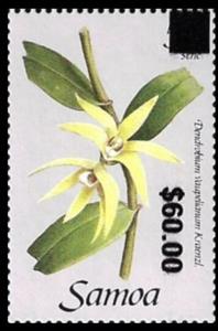 Stamp, Dendrobium vaupelianum Surcharged, Samoa,  , Orchids, Plants (Flora)