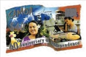 Stamp, Transport Surcharged in Silver, Samoa,  , Anniversaries and Jubilees