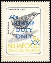 Stamp, Banded Rail (Gallirallus philippensis), Tonga,  , Animals (Fauna), Birds