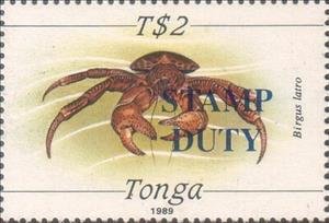 Stamp, Coconut crab (Birgus latro), Tonga,  , Animals (Fauna), Crabs, Crustaceans, Sea Life