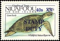 Stamp, Green Turtle (Chelonia mydas), Tonga,  , Animals (Fauna), Reptiles, Sea Life, Turtles