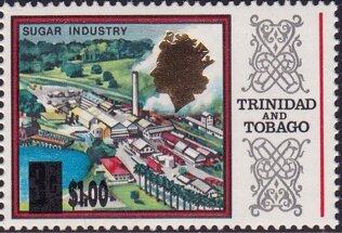 Stamp, Sugar Refinery - Surcharged, Trinidad and Tobago,  , Factories, Industry