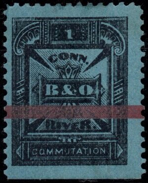 Stamp, B&O and CONN. RIVER in cross, United States of America,  , Crosses, Letters (Alphabet), Telegraphy