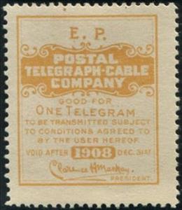 Stamp, El Paso and Northeastern Railroad frank - dated 1908, United States of America,  , Railways, Signatures - Autographs, Telegraphy