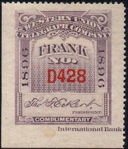 Stamp, Frank - dated 1896, United States of America,  , Signatures - Autographs, Telegraphy