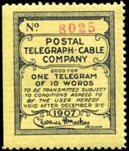 Stamp, Frank - dated 1907, United States of America,  , Signatures - Autographs, Telegraphy
