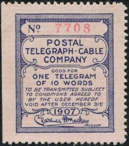 Stamp, Frank - dated 1907, United States of America,  , Signatures - Autographs, Telegraphy