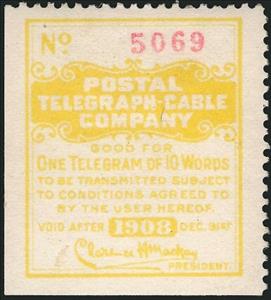 Stamp, Frank - dated 1908, United States of America,  , Signatures - Autographs, Telegraphy