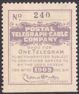 Stamp, Frank - dated 1909, United States of America,  , Signatures - Autographs, Telegraphy