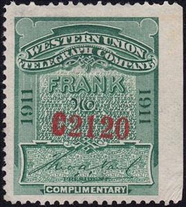 Stamp, Frank - dated 1911, United States of America,  , Signatures - Autographs, Telegraphy