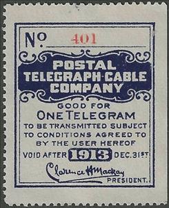 Stamp, Frank - dated 1913, United States of America,  , Signatures - Autographs, Telegraphy