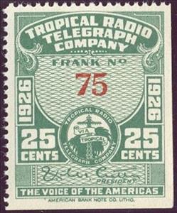 Stamp, Frank - dated 1926, United States of America,  , Logos, Radio, Signatures - Autographs, Telegraphy