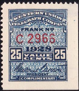 Stamp, Frank - dated 1928, United States of America,  , Signatures - Autographs, Telegraphy
