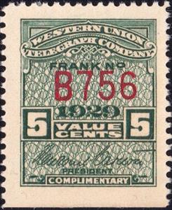 Stamp, Frank - dated 1929, United States of America,  , Signatures - Autographs, Telegraphy