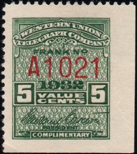 Stamp, Frank - dated 1932, United States of America,  , Signatures - Autographs, Telegraphy